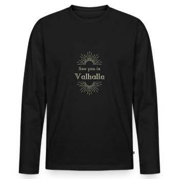 See you in Valhalla - Männer Premium Bio Langarmshirt - Schwarz - Vorne - Nico (187cm)