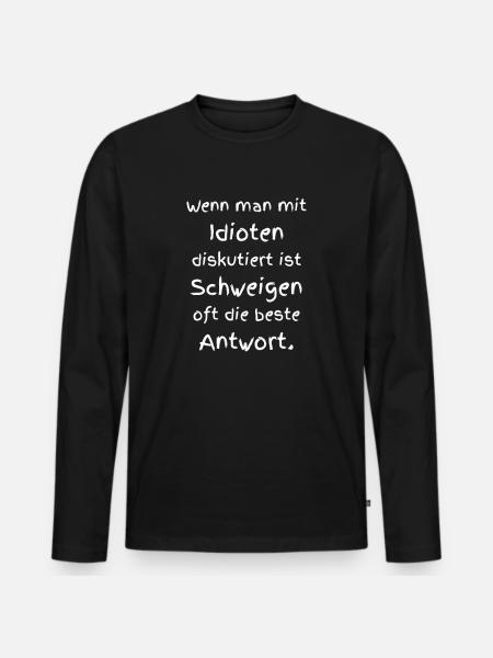 Sprüche Idioten - Männer Premium Bio Langarmshirt - Schwarz