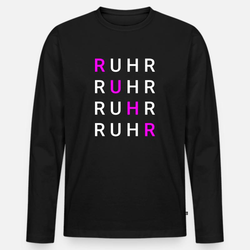RUHR - Männer Premium Bio Langarmshirt - Schwarz