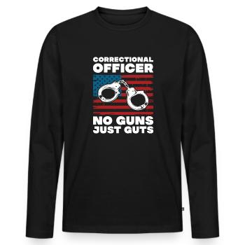 No Guns Just Guts – Agent de l’établissement pénitentiaire geôlier - T-shirt manches longues Premium bio Homme - noir - Devant - Nico (187cm)