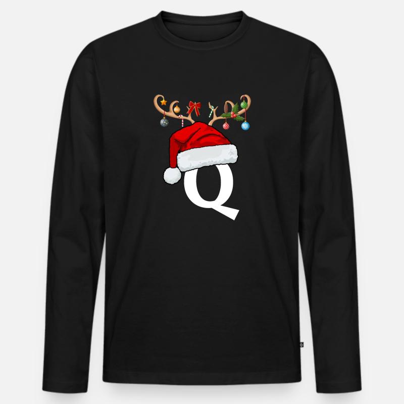Brief Q Weihnachtsmütze - Männer Premium Bio Langarmshirt - Schwarz