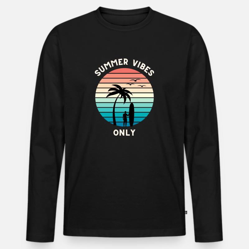 Sommer vibes only - Männer Premium Bio Langarmshirt - Schwarz