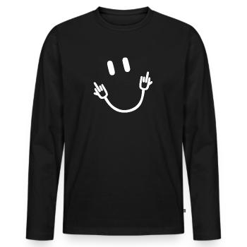 Smile Middle Finger - T-shirt manches longues Premium bio Homme - noir - Devant - Nico (187cm)