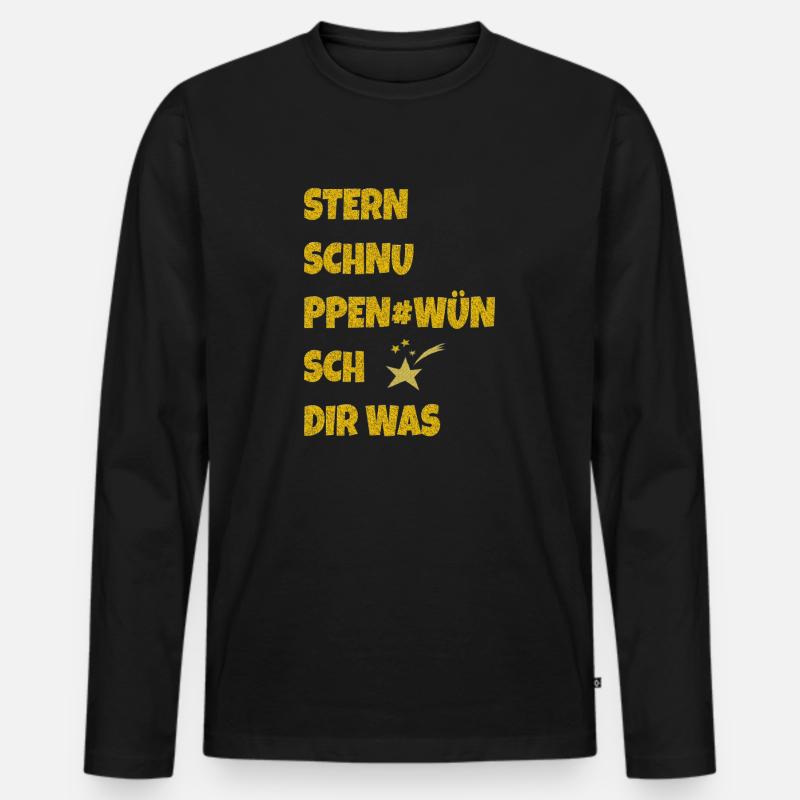 sternschnuppen wünsch dir was - Männer Premium Bio Langarmshirt - Schwarz