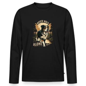 Never Walk Alone - Jolie chemise officielle de marche - T-shirt manches longues Premium bio Homme - noir - Devant - Nico (187cm)