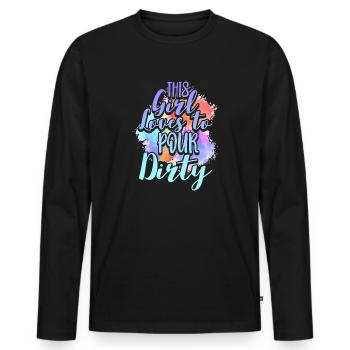 Cette fille aime verser sale - T-shirt manches longues Premium bio Homme - noir - Devant - Nico (187cm)