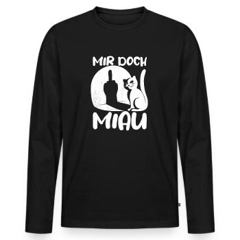 Mir doch Miau - Katze Mittelfinger Spruch - Männer Premium Bio Langarmshirt - Schwarz - Vorne - Nico (187cm)