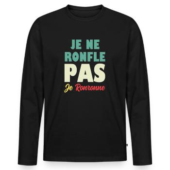Je Ne Ronfle Pas Je Ronronne - T-shirt manches longues Premium bio Homme - noir - Devant - Nico (187cm)