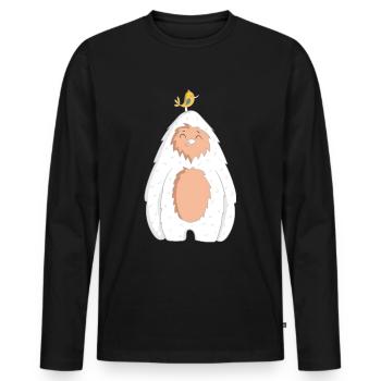 Yeti with bird - Men's Premium Organic Long Sleeve Shirt - black - Front - Nico (187cm)