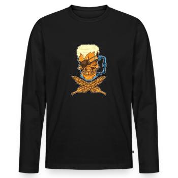 Bier Totenkopf - Brau Pirat - Brasserie - T-shirt manches longues Premium bio Homme - noir - Devant - Nico (187cm)