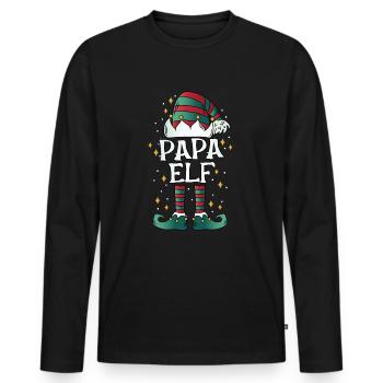 Papa lutin - T-shirt manches longues Premium bio Homme - noir - Devant - Nico (187cm)
