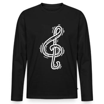 Fröhliche Musiknote - Männer Premium Bio Langarmshirt - Schwarz - Vorne - Nico (187cm)