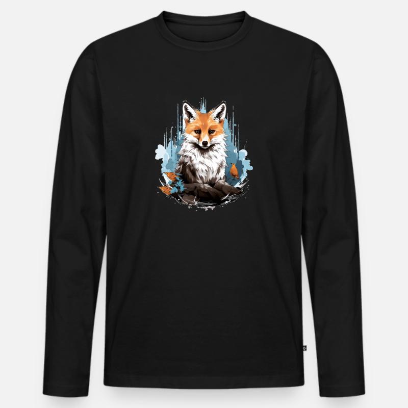 Fuchs - Männer Premium Bio Langarmshirt - Schwarz