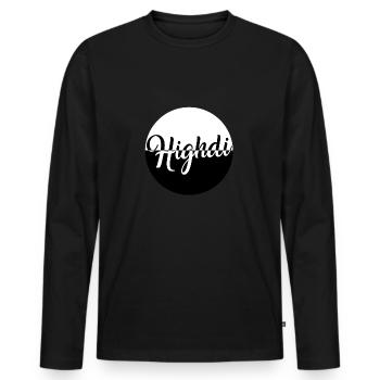Highdi High di Heidi | Gras | Kiffer-Design - Männer Premium Bio Langarmshirt - Schwarz - Vorne - Nico (187cm)