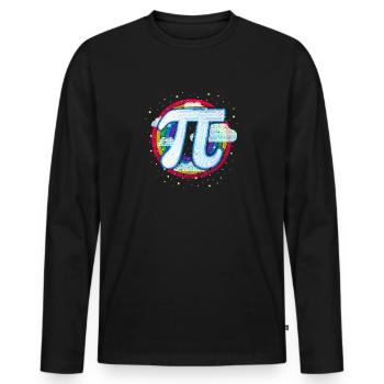Pi (Regenbogen) - Männer Premium Bio Langarmshirt - Schwarz - Vorne - Nico (187cm)