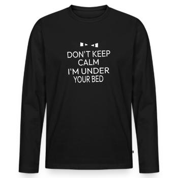 Halloween ne reste pas calme je suis sous ton lit - T-shirt manches longues Premium bio Homme - noir - Devant - Nico (187cm)