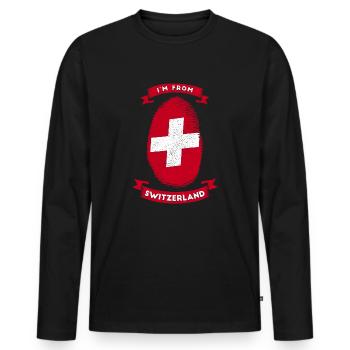 suisse - T-shirt manches longues Premium bio Homme - noir - Devant - Nico (187cm)