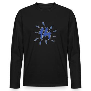 Zahl 14 Jahre alt Alter zeigen stolz sein Jungs - Männer Premium Bio Langarmshirt - Schwarz - Vorne - Nico (187cm)