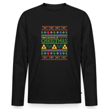 Ugly Christmas Sweater (Legendary Christmas) - Männer Premium Bio Langarmshirt - Schwarz - Vorne - Nico (187cm)
