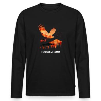 Preserrve & Protect Milan Rouge Oiseau de Proie - T-shirt manches longues Premium bio Homme - noir - Devant - Nico (187cm)