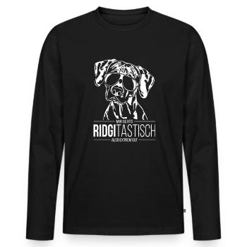 RIDGITASTISCH Rhodesian Ridgeback Spruch Wilsigns - Männer Premium Bio Langarmshirt - Schwarz - Vorne - Nico (187cm)