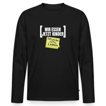 Eltern Grammatik Humor Wir Essen Jetzt Kinder - Männer Premium Bio Langarmshirt - Schwarz - Vorne - Nico (187cm)
