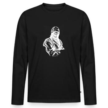 Freizeit Ninja Athlet Warrior Kraftsport Style - Männer Premium Bio Langarmshirt - Schwarz - Vorne - Nico (187cm)