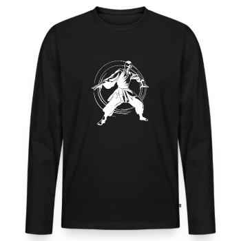 Karate fighter competition athletic sparring - Men's Premium Organic Long Sleeve Shirt - black - Front - Nico (187cm)