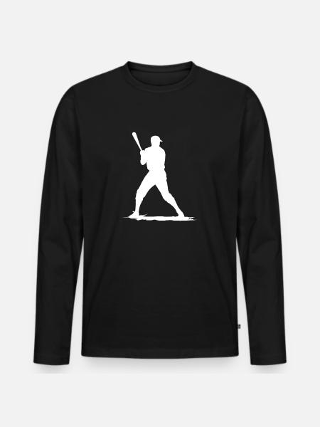 Baseball player with baseball bat - Men's Premium Organic Long Sleeve Shirt - black