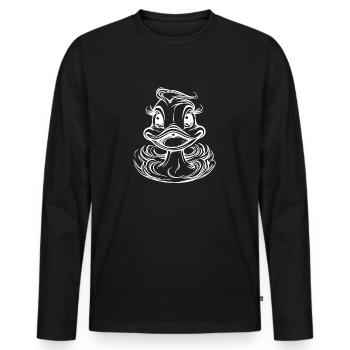 Funny duck with big eyes and beak - Men's Premium Organic Long Sleeve Shirt - black - Front - Nico (187cm)