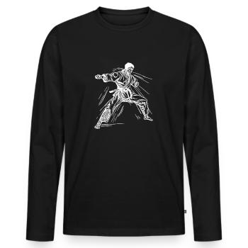Karate Turnier Kampfgeist Meisterschaft Sieg - Männer Premium Bio Langarmshirt - Schwarz - Vorne - Nico (187cm)