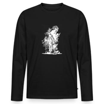Space Dust Astronauts Outdoor Walk - Men's Premium Organic Long Sleeve Shirt - black - Front - Nico (187cm)
