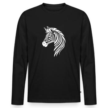 Zebra Elegant with Safari Stripe Pattern - Men's Premium Organic Long Sleeve Shirt - black - Front - Nico (187cm)