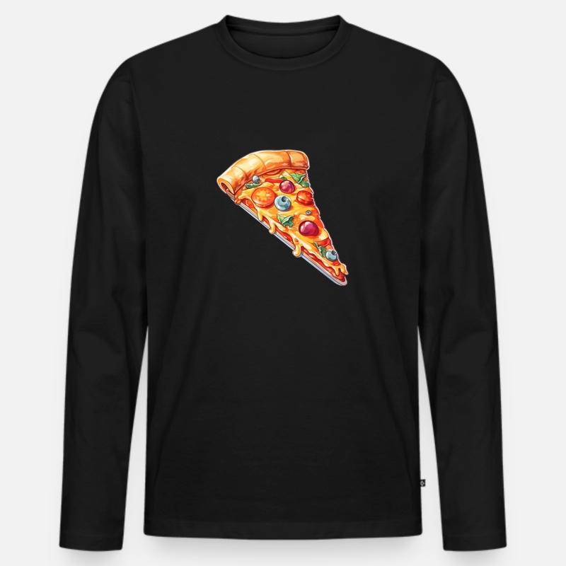 Lustiger Pizzaflüsterer Feinschmecker Pizzastück - Männer Premium Bio Langarmshirt - Schwarz