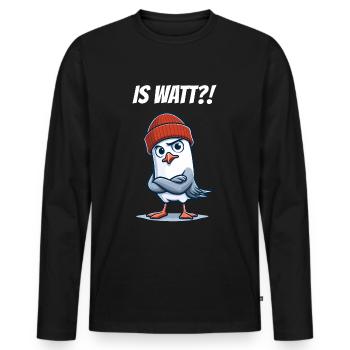 Lustige Nordsee Möwe Is Watt Plattdeutsch Spruch - Männer Premium Bio Langarmshirt - Schwarz - Vorne - Nico (187cm)