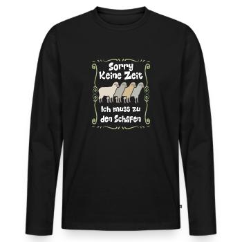 zu den Schafen | meine Schafe - Männer Premium Bio Langarmshirt - Schwarz - Vorne - Nico (187cm)