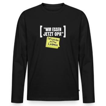 Grammatik Humor Wir Essen Jetzt Opa - Männer Premium Bio Langarmshirt - Schwarz - Vorne - Nico (187cm)