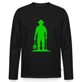 Farmer Silhouette - Men's Premium Organic Long Sleeve Shirt - black - Front - Nico (187cm)