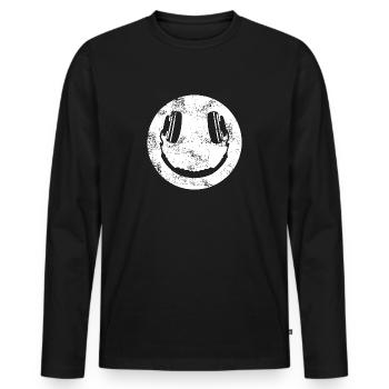 Techno - Musique - Casques - Informatique - Rave - T-shirt manches longues Premium bio Homme - noir - Devant - Nico (187cm)