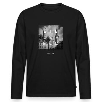 Bielefeld Typo Shirt Sparrenburg depuis 1214 moderne - T-shirt manches longues Premium bio Homme - noir - Devant - Nico (187cm)