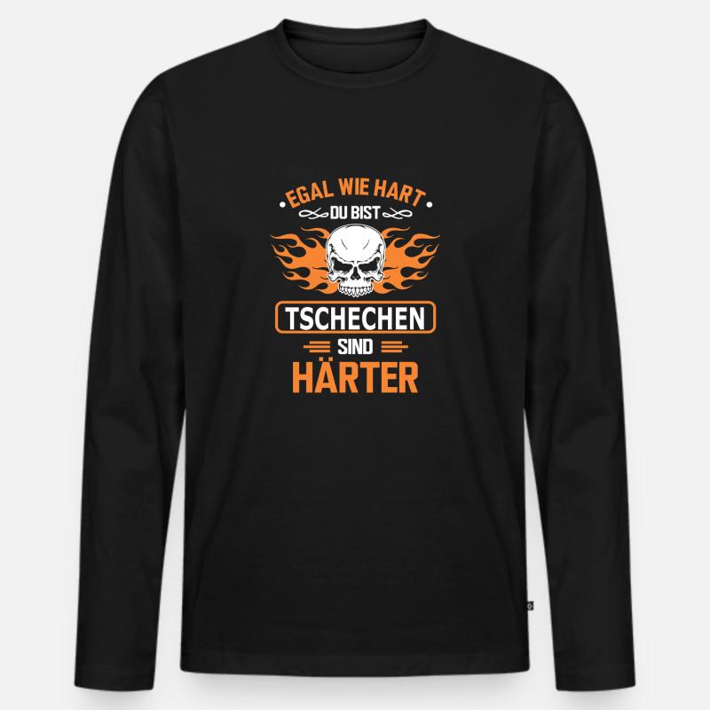 TSCHECHEN - Männer Premium Bio Langarmshirt - Schwarz