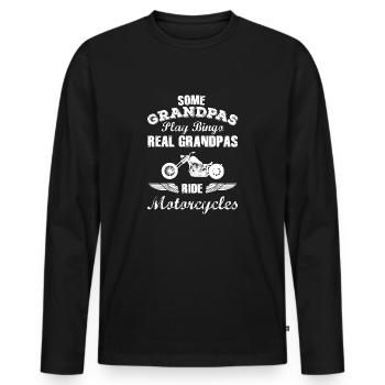 Grandpa Motorcycle - Männer Premium Bio Langarmshirt - Schwarz - Vorne - Nico (187cm)