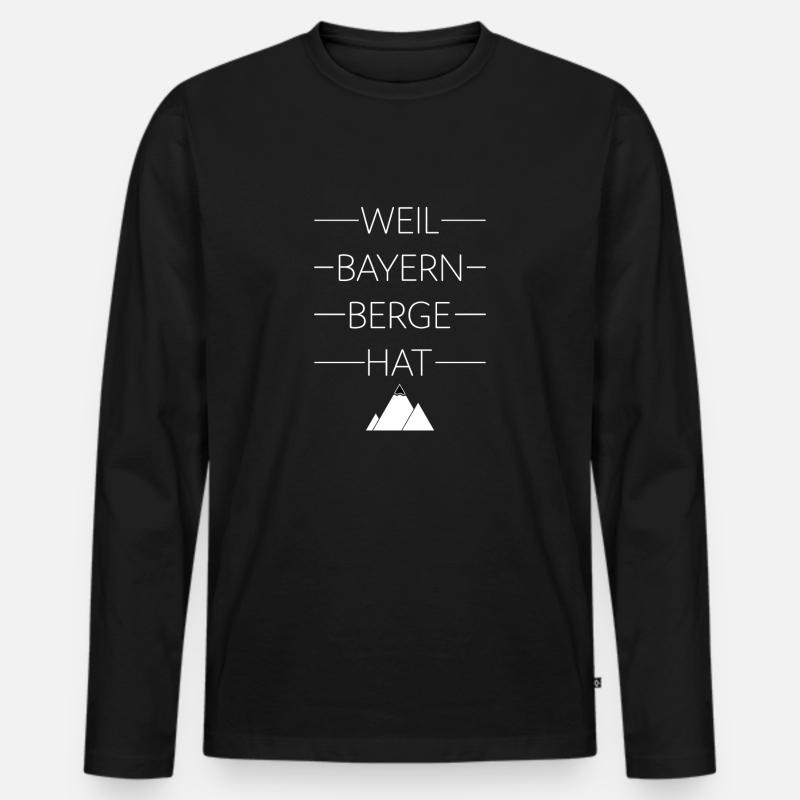 Weil Bayern Berge hat - Männer Premium Bio Langarmshirt - Schwarz