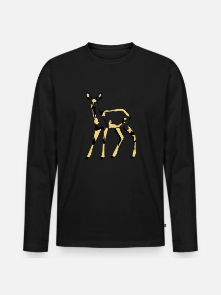 reh - Männer Premium Bio Langarmshirt - Schwarz