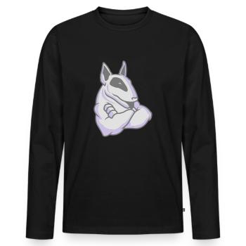 Bullterrier mascotte 3c - T-shirt manches longues Premium bio Homme - noir - Devant - Nico (187cm)