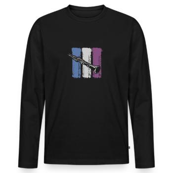 clarinet - Men's Premium Organic Long Sleeve Shirt - black - Front - Nico (187cm)