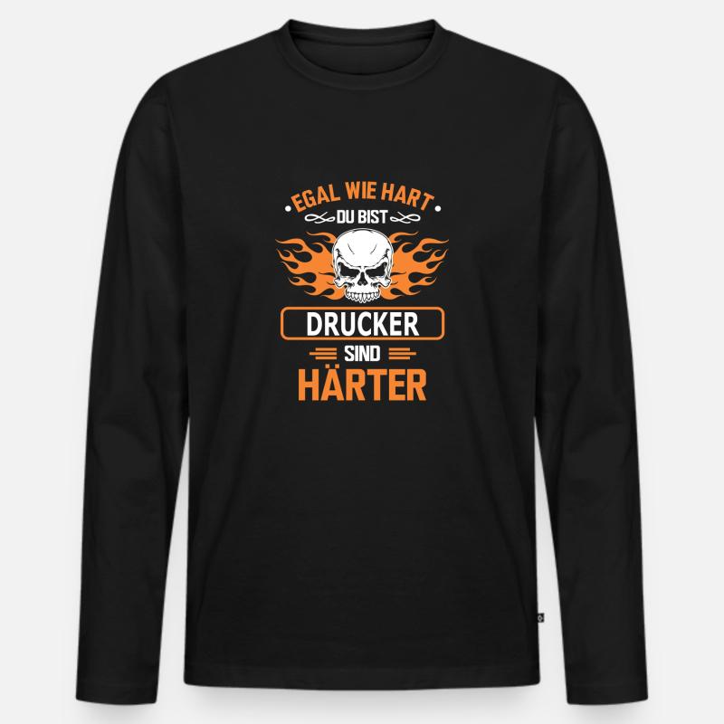 drucker - Männer Premium Bio Langarmshirt - Schwarz