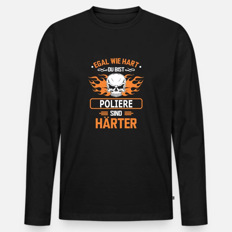 poliere - Männer Premium Bio Langarmshirt - Schwarz