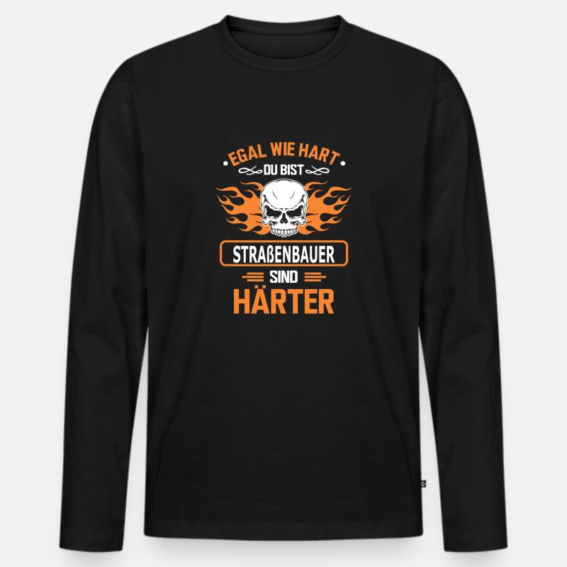 strassenbauer - Männer Premium Bio Langarmshirt - Schwarz