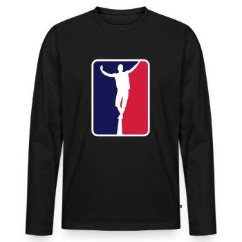 Cool slackline high rope shirt with sport logo - Men's Premium Organic Long Sleeve Shirt - black - Front - Nico (187cm)
